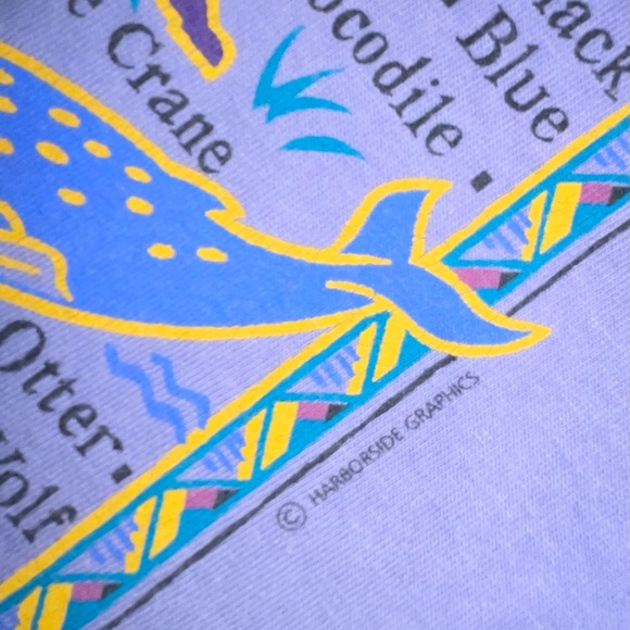 Vintage 90s Oversized Crop Top ENDANGERED ANIMALS A+ Fade sz OSFA - Picture 5 of 7